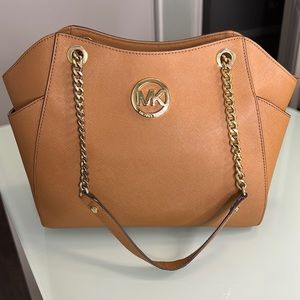 Michael Kors Saffiano Leather Luggage color shoulder Bag